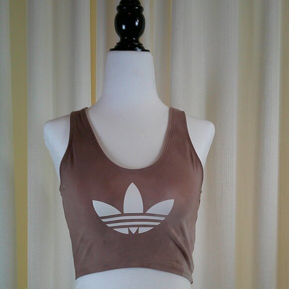 Adidas Originals Trefoil Crop Tank – Mauve Brown Size S - Picture 1 of 7